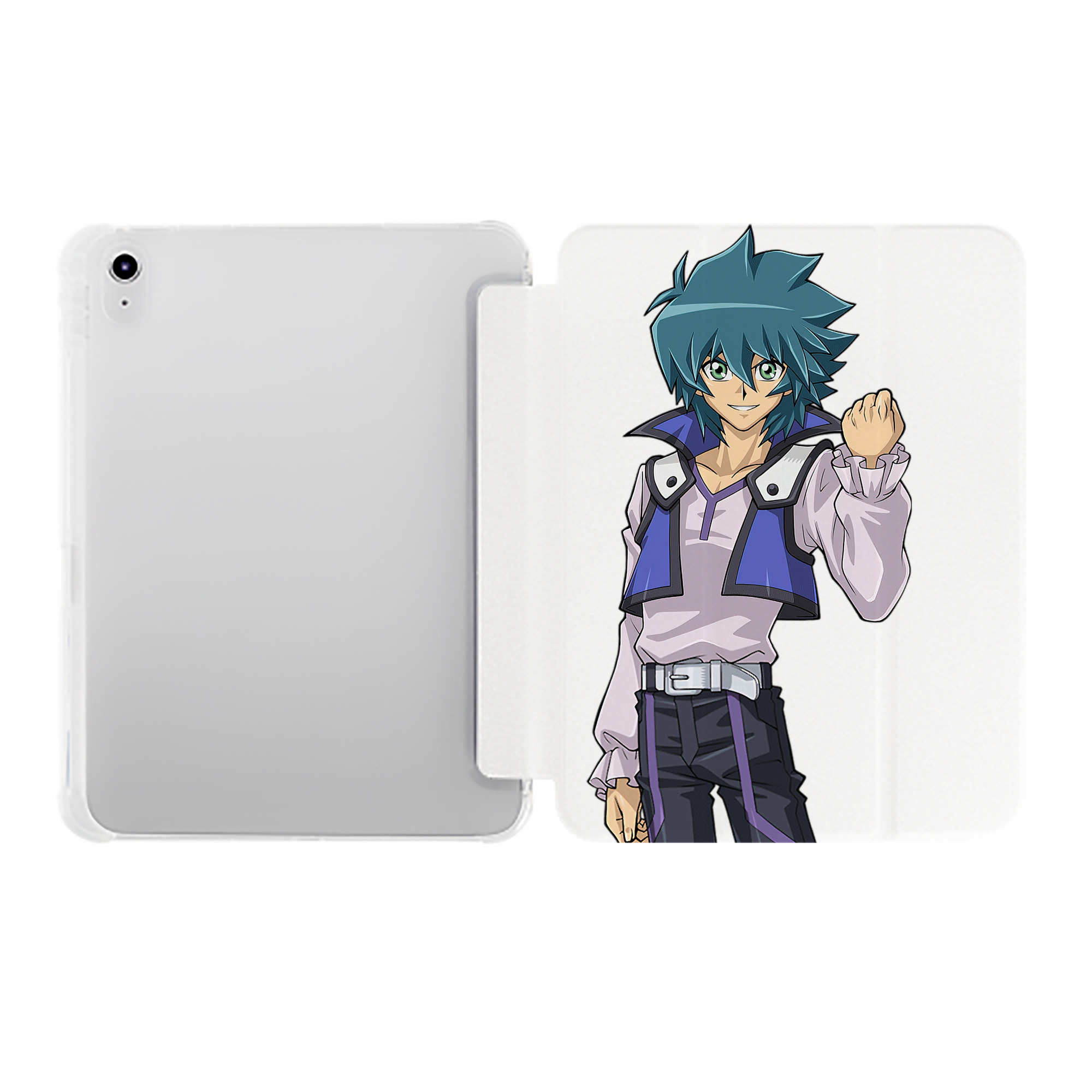 （画像用） 遊☆戯☆王 Yu-Gi-Oh! IPad ケース ペン収納付き 三つ折りスタンド PUレザー×シリコン 対応機種9.5/10.5/10.9インチ